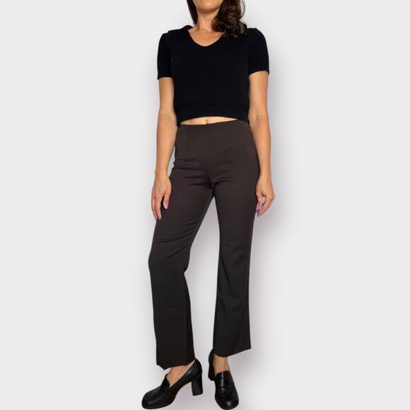 Y2K Italian Brown Wool Flare Pants‎ - Picture 3 of 5